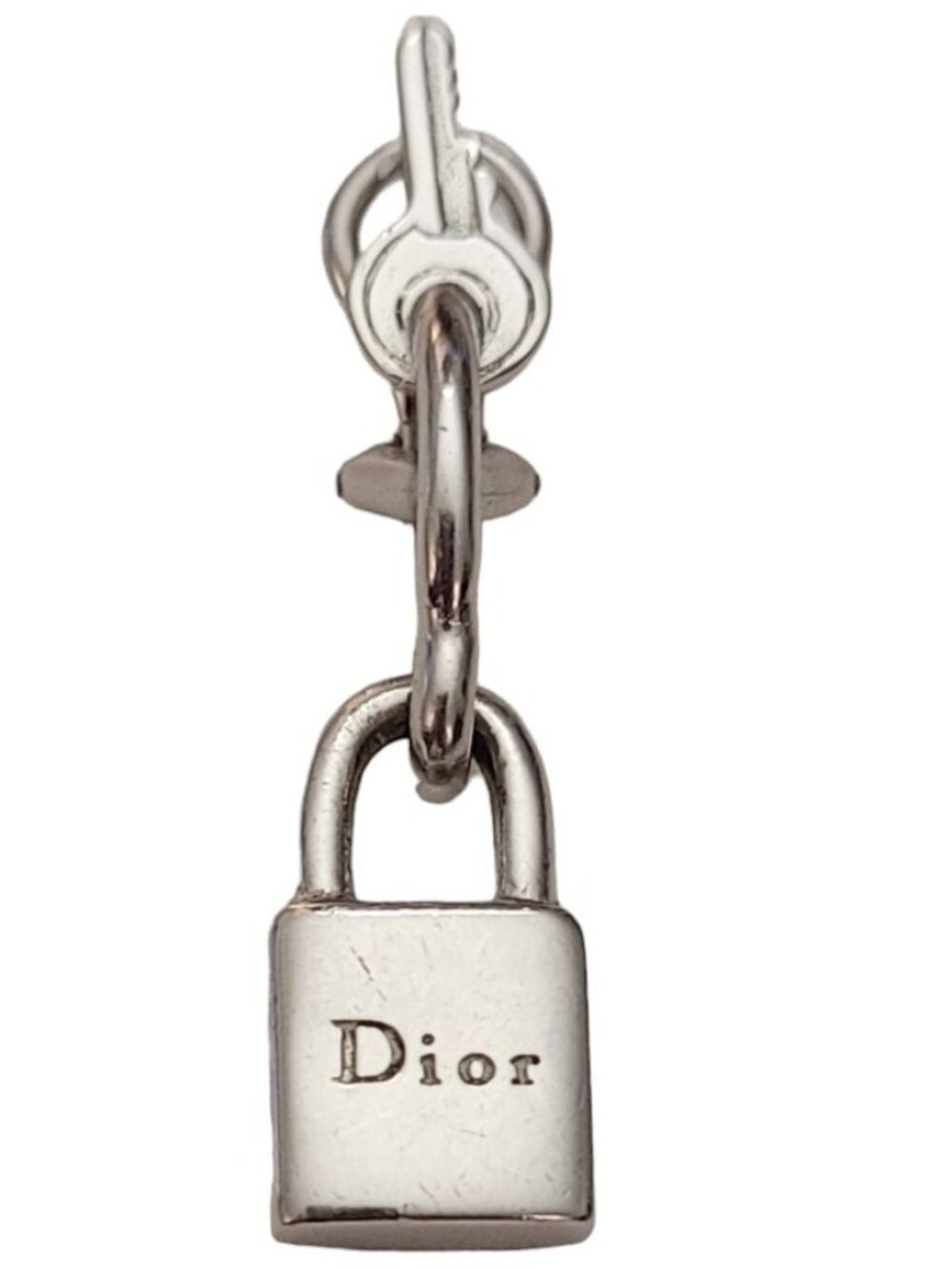Christian Dior Single Padlock Charm Dangle Key Clip On Earrings E588